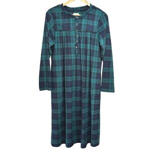 Aria Collection Plaid‎ Velour Long Nightgown Womens M Long Sleeve Cozy Sleepwear